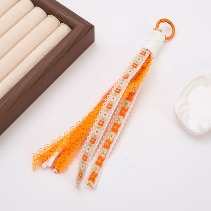 Braided Boho Lace Tassel Crochet Keychain Polyester 19cm 4pcs 10