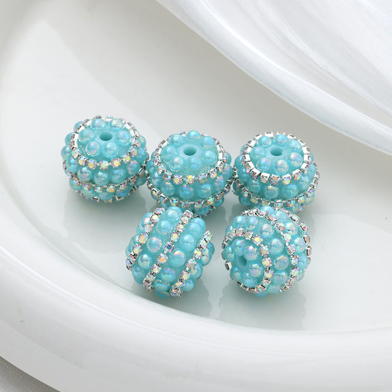 Embellished Bubblegum Beads 20mm Pearl Wrapped with Rhinestone Chain 4pcs 8
