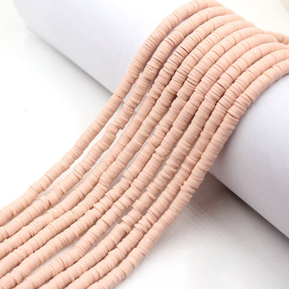 Flat Clay Beads 6mm Solid Color Polymer Spacer Discs 10strands 17