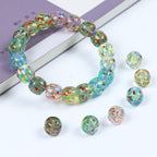 Lampwork Glass Beads Round 11mm Colorful Floral Filled 20pcs