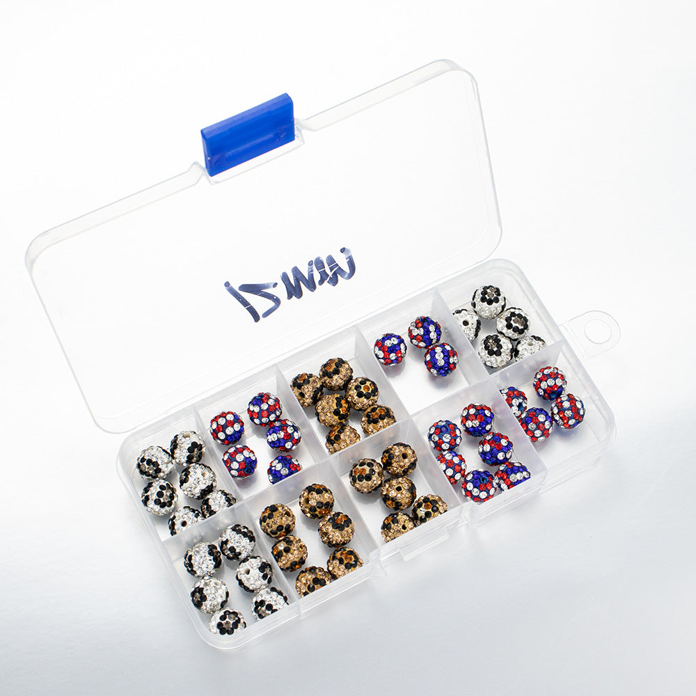 Rhinestone Round Clay Beads 10mm American Flag Pattern 50pcs 2