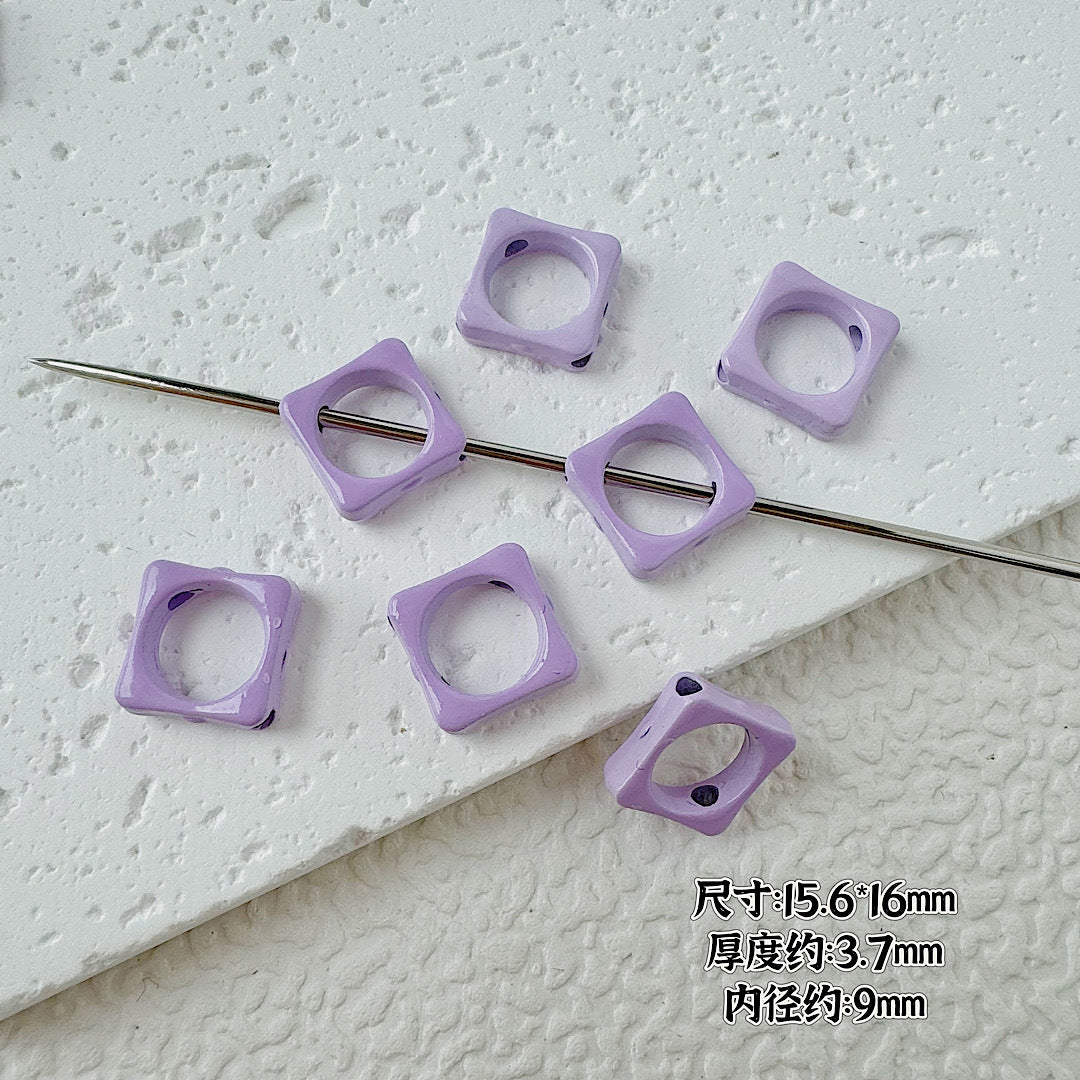 Heart Circle Floral Metal Beads Painted Solid Color Bulk 20pcs 19