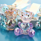 Acrylic Bear Keychain Faceted Iridescent Strap 14cm 2