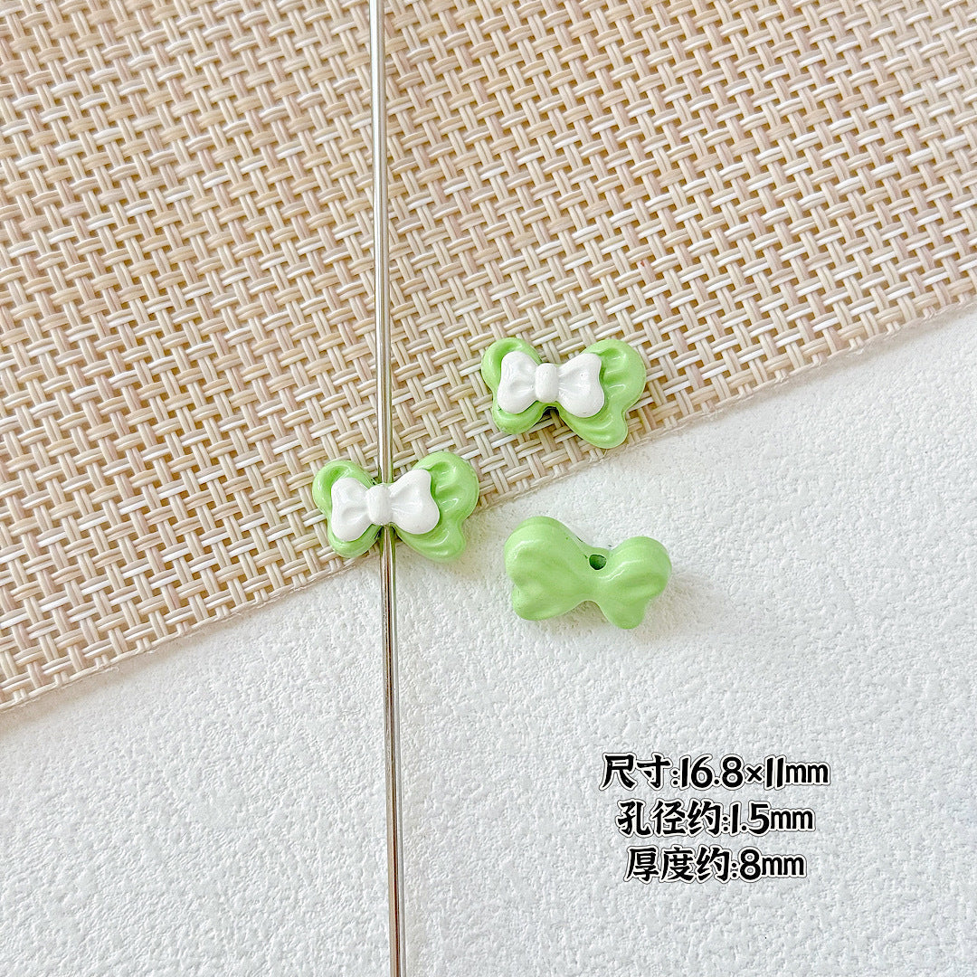 Bow Metal Beads 17mm Baking Painted Checkered Pattern 10pcs 17