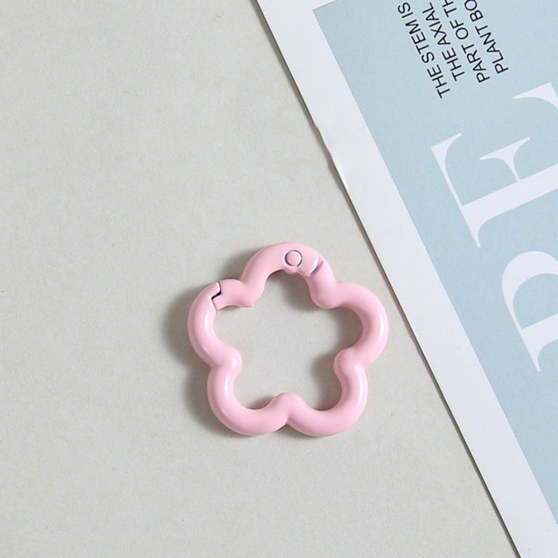Zinc Alloy Flower Trigger Spring Key Rings 28mm 6pcs Baking Painted 7