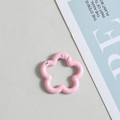 Zinc Alloy Flower Trigger Spring Key Rings 28mm 6pcs Baking Painted 7