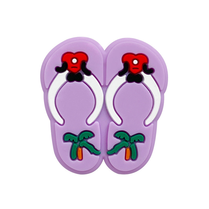 Silicone Focal Beads Slippers Palm Tree Red Bow Design 20pcs 4