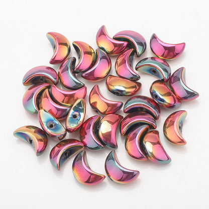 Moon Plated Transparent Crescent Glass Beads 9mm 14mm 30pcs 8