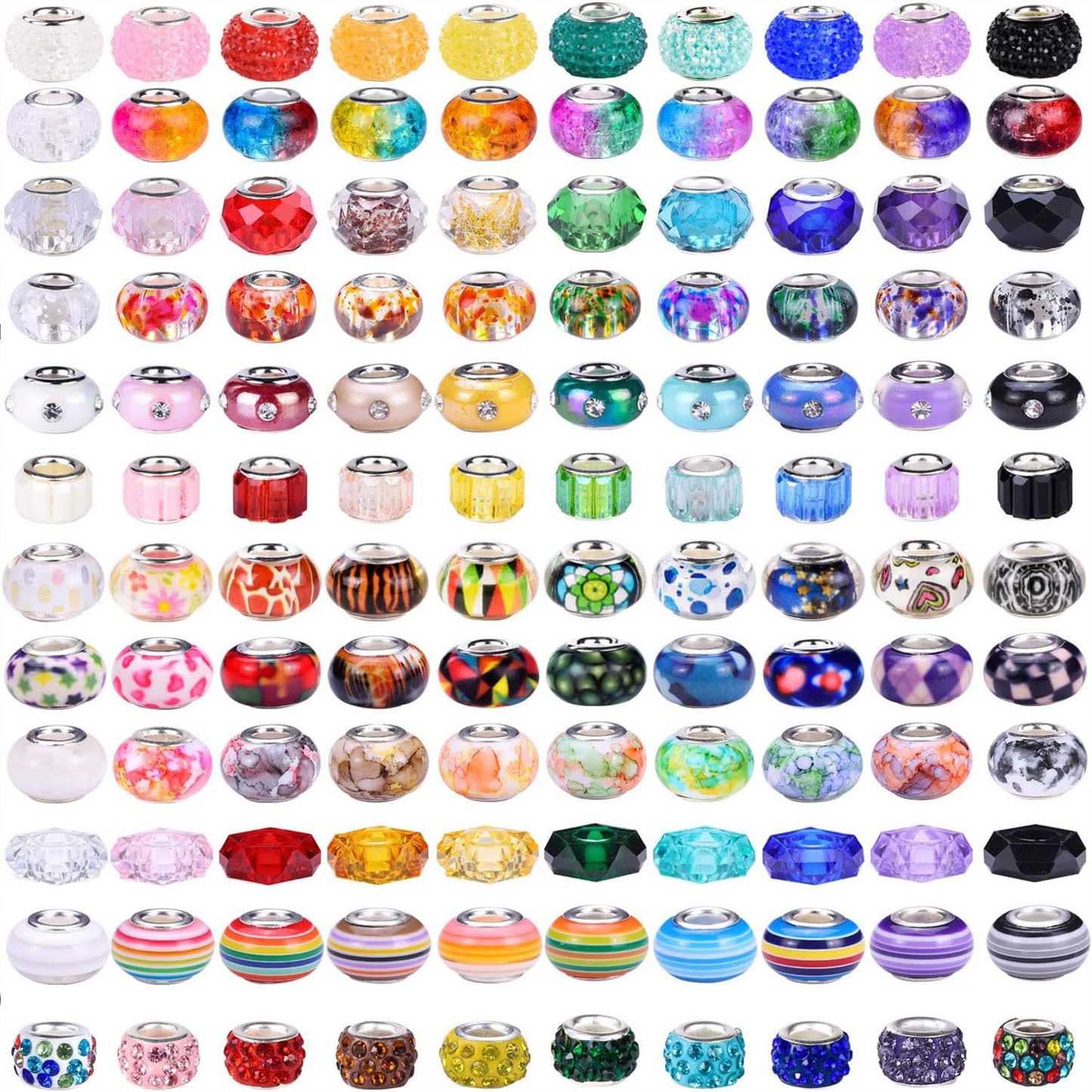 Mixing Color Resin Spacer Beads 12-14mm Assorted Designs 100pcs