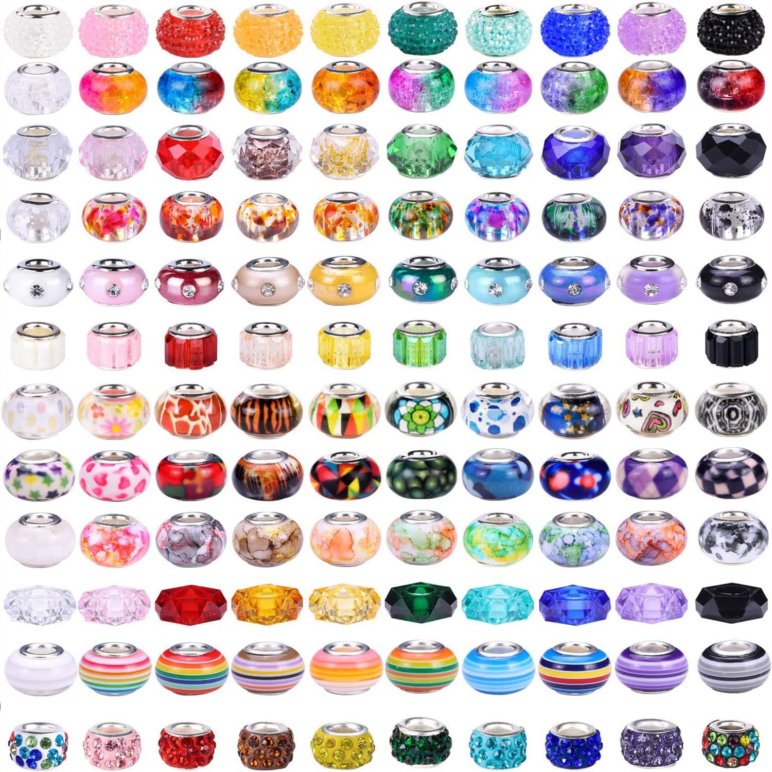 Mixing Color Resin Spacer Beads 12-14mm Assorted Designs 100pcs