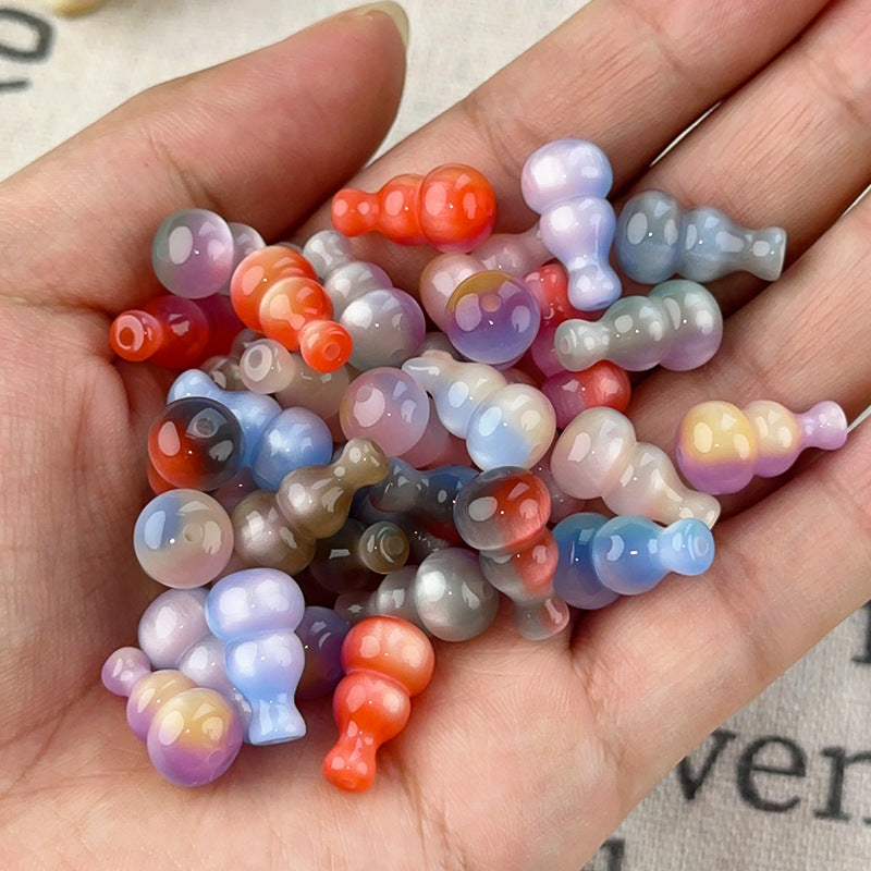 Imitation Agate Gourd Resin Beads 10mm Gradient Colors 10pcs