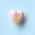 Hand Painted Heart Acrylic Beads 20mm Summer Tulip Pastel 100pcs 6