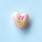 Hand Painted Heart Acrylic Beads 20mm Summer Tulip Pastel 100pcs 6