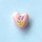 Hand Painted Heart Acrylic Beads 20mm Summer Tulip Pastel 100pcs 6
