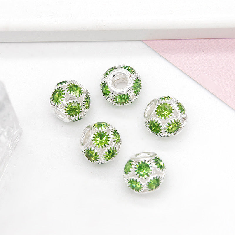 Metal Rhinestone Hollow Spacer Beads 8mm 50pcs 4