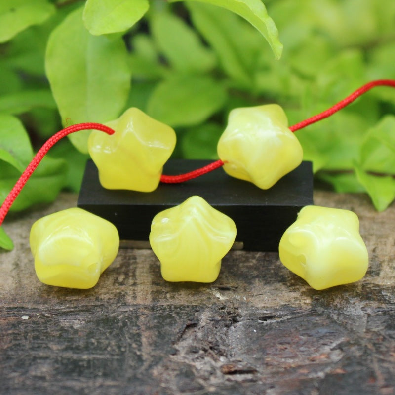 Imitation Beeswax Star Resin Beads 12mm Warm Yellow 50pcs