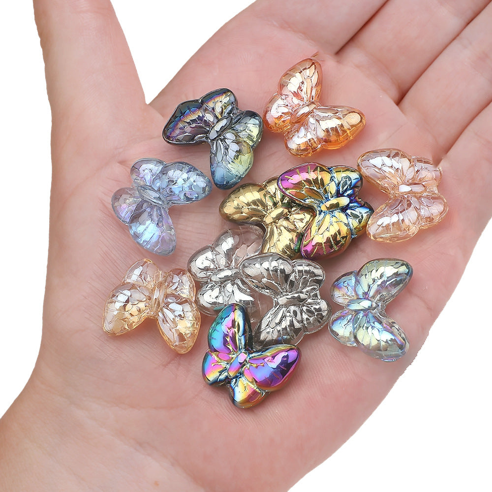 Plating Butterfly Glass Beads 17x10mm Iridescent Detailed Wings 10pcs 4