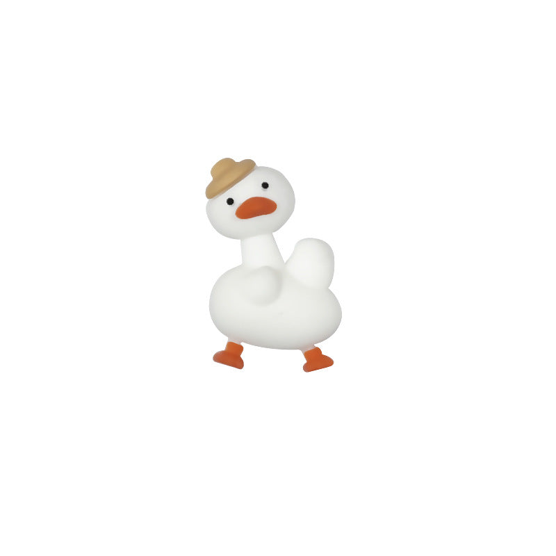 Silicone 3D Focal Beads Duck Macaroon Color Wearing Hat 20pcs 6