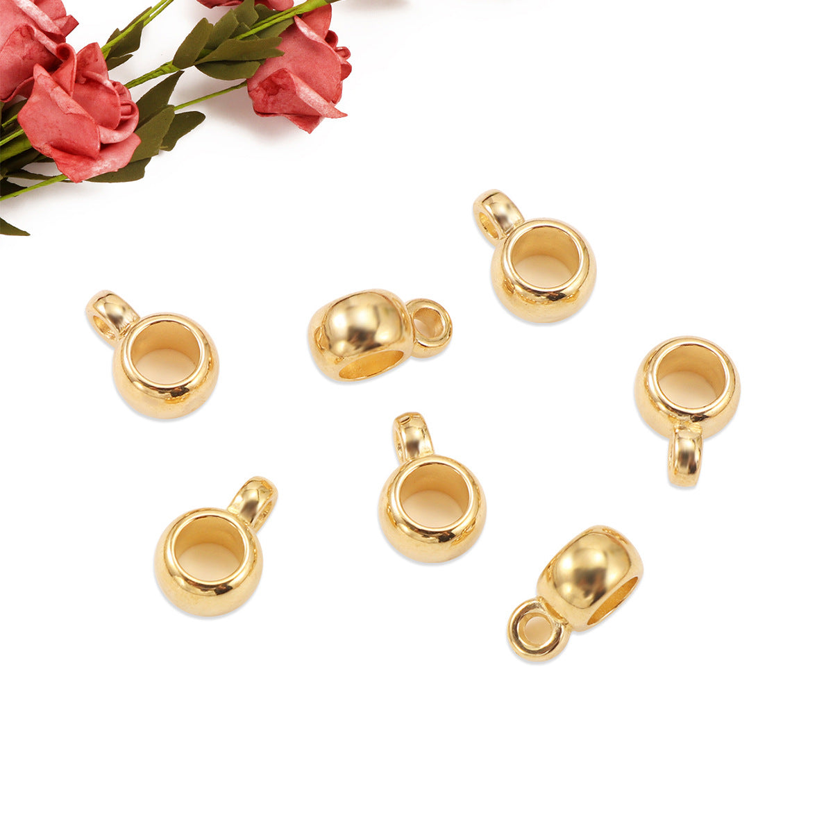 Large Hole Acrylic Beads 12mm Gold Glossy Bead Hanger 200pcs 2