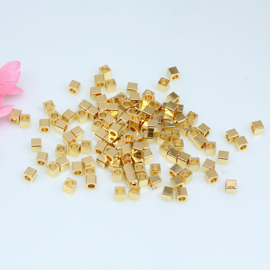 Brass Square Metal Beads 2-5mm Smooth Polished Gold Finish 100pcs