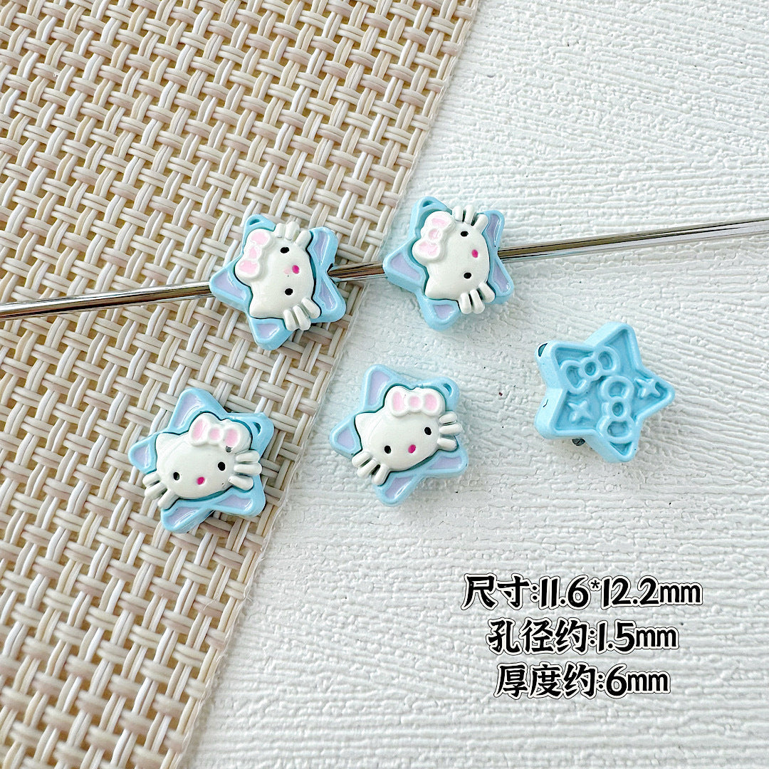 Star Shaped Metal Beads Adorable Painted Animals Glossy Alloy 10pcs 10