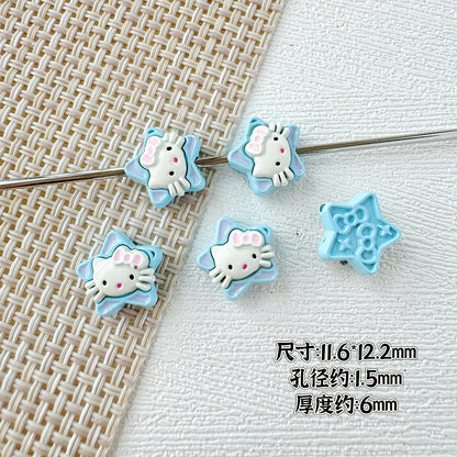Star Shaped Metal Beads Adorable Painted Animals Glossy Alloy 10pcs 10
