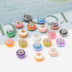 Acrylic Round Spacer Beads 14mm Rainbow Stripe Large Hole 50pcs