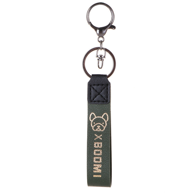 Leather Wristlet Keychain with Gold Embossed Bear Detail 5