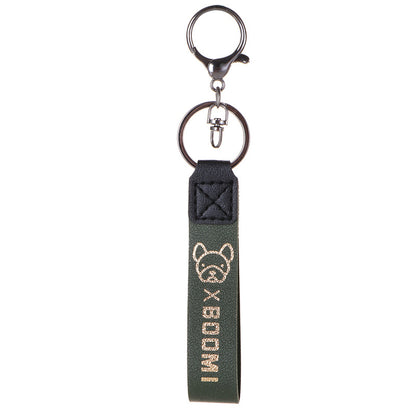 Leather Wristlet Keychain with Gold Embossed Bear Detail 5
