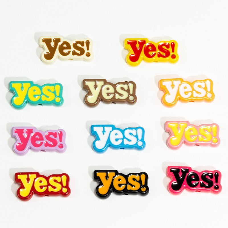 Plating Acrylic Flat Beads English Word Glossy Finish 10pcs 11