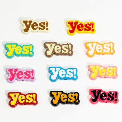 Plating Acrylic Flat Beads English Word Glossy Finish 10pcs 11