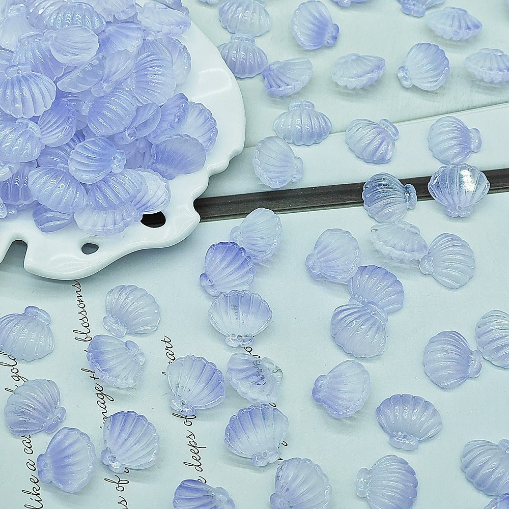 Czech Glass Beads Scallop Shell 16-18mm Frosted Pastel Colors 25pcs 14
