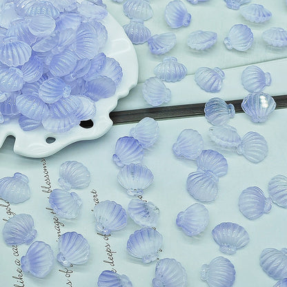 Czech Glass Beads Scallop Shell 16-18mm Frosted Pastel Colors 25pcs 14