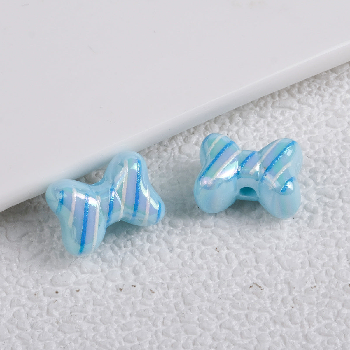 Plating Striped Bow Acrylic Beads 14.7×11.2×8mm Colorful Mixed 50pcs 8