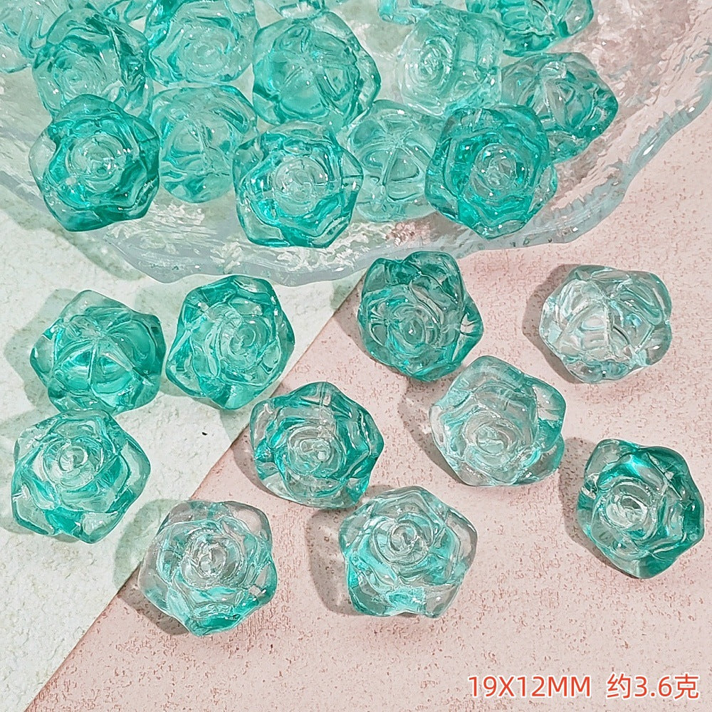 Camellia Glass Beads 19mm Clear Translucent Mixed Colors 50pcs 10