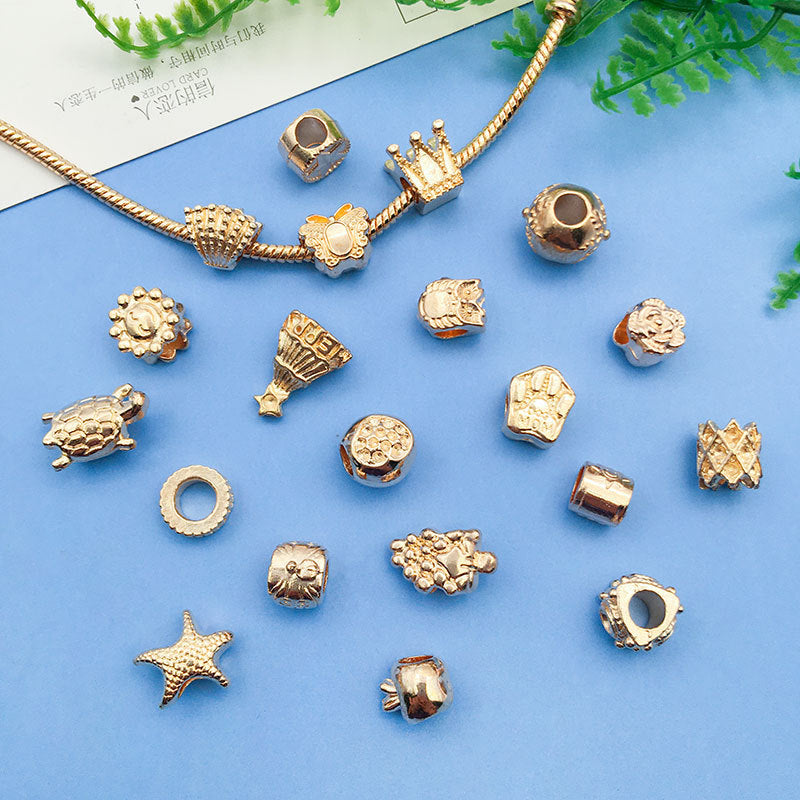 Large Hole Metal Beads Antique KC Gold Alloy Symbols 30pcs 3