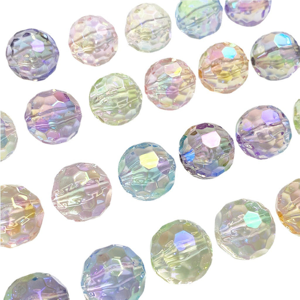 Transparent Football Faceted Acrylic Beads 14-16mm UV Plating 50pcs 5