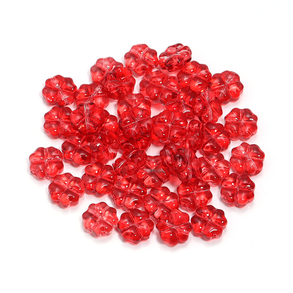 Color Transparent Clover Glass Beads 10mm Assorted Colors 50pcs 21