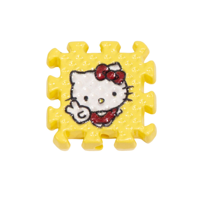 Hello KT Puzzle Acrylic Square Beads 18mm Colorful 10pcs 17