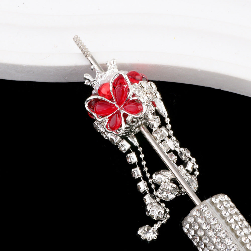 Tassel Crown Butterfly Metal Beads 24mm Silver Tone Alloy 6pcs 11
