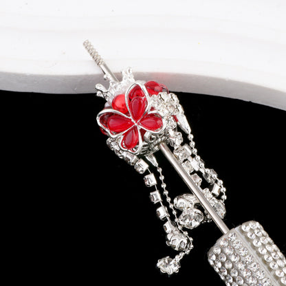 Tassel Crown Butterfly Metal Beads 24mm Silver Tone Alloy 6pcs 11