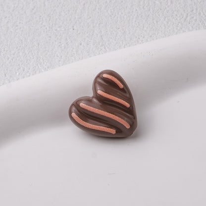 Wavy Stripe Heart Acrylic Beads 19mm Colorful Mixed 20pcs 10