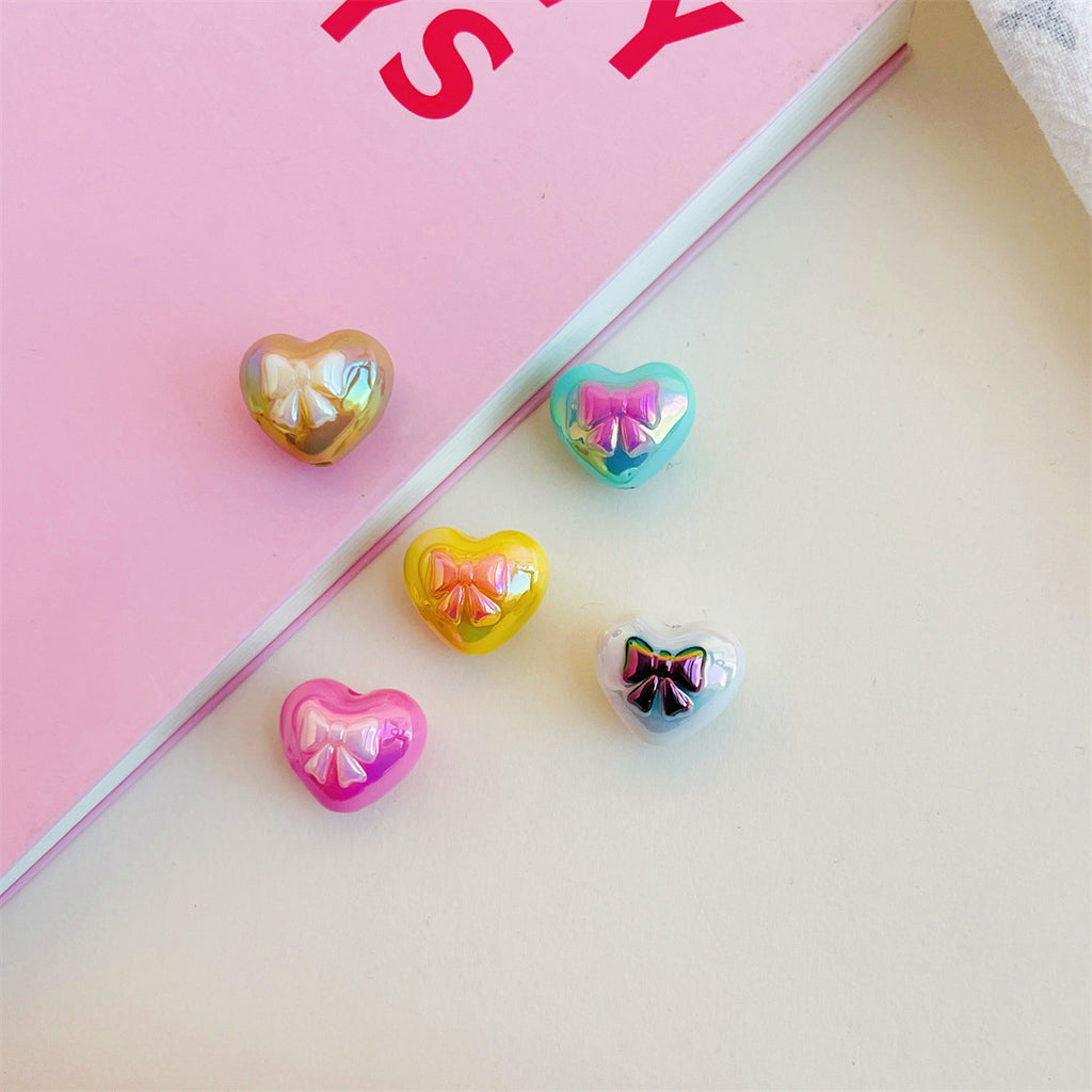 Dual Color Butterfly Bow Heart Acrylic Beads 17mm Glossy Gradient 100pcs 3