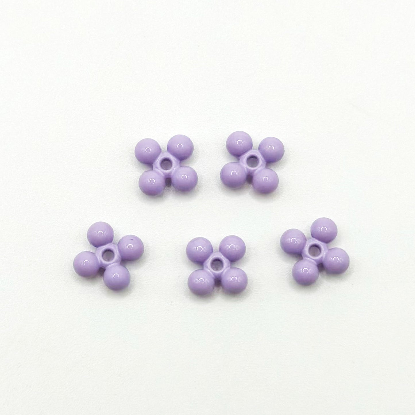 Four Leaf Clover Metal Beads 7.5mm Baking Painted Alloy Spacer 50pcs 19