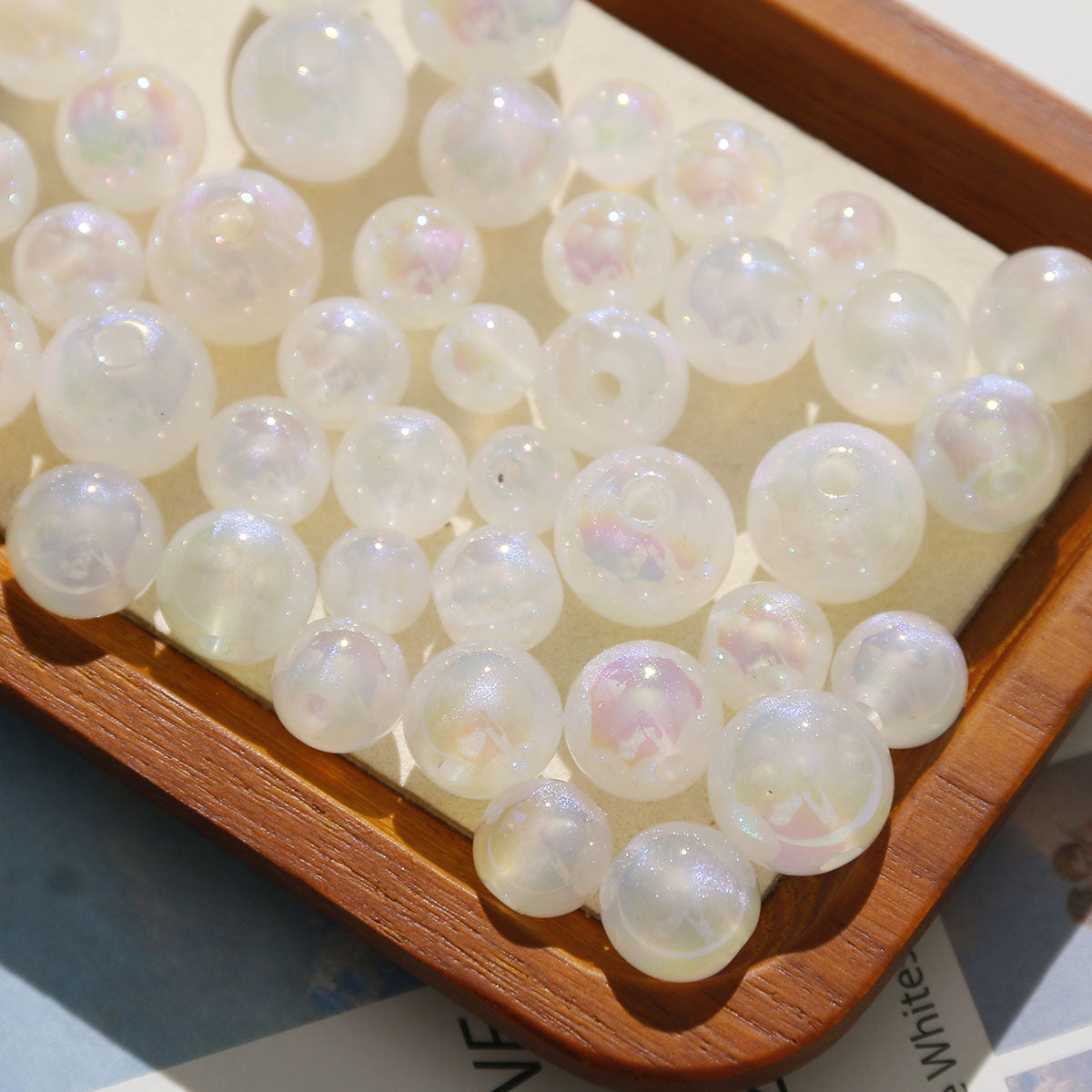 Pearl Acrylic Beads 8-16mm Mermaid Imitation Shimmer 10pcs 4