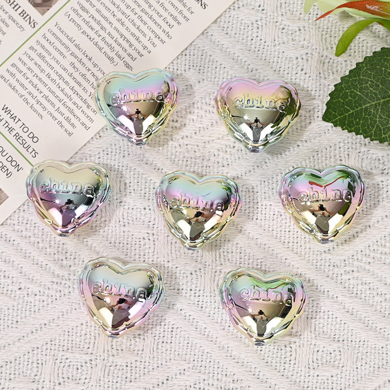 UV Plating Balloon Heart Acrylic Beads 25mm Silver 10pcs 4