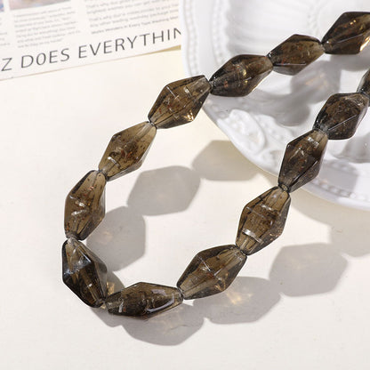 Lampwork Glass Beads Rhombus 24mm Silver Foil Filled Dyed Core 10pcs 8