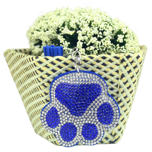 Rhinestone Cat Claw Keychain with Suede Tassel Zinc Alloy Material 2