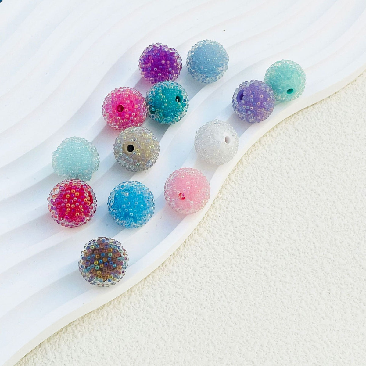 Whimsical Bubblegum Beads 16mm Chunky Pearlescent Pastel Texture 20pcs 2