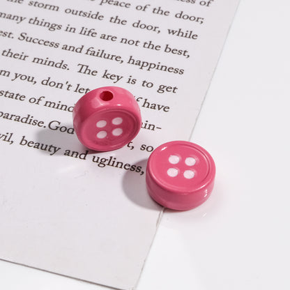 Painted Button Acrylic Beads 12mm Glossy Baked Paint 50pcs 9